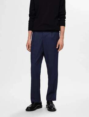 Selected Homme Leroy Pleated Navy Blue Drawstring Comfort Trouser Pants Large